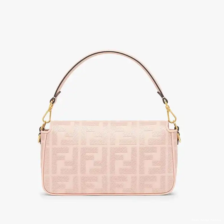 Vintage HOT In Medium Motif Laser FF with Pink Cut Baguette Canvas Strap Bag Fendi 0408